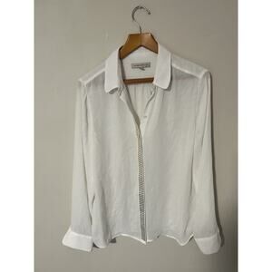 Banana republic Heritage Blouse White With Gold Accent Size L